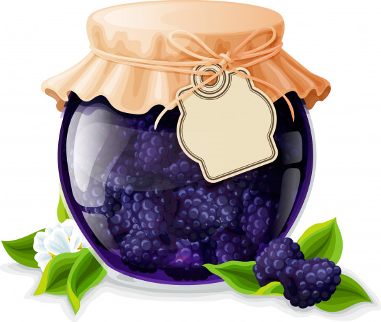 Обои картинки фото векторная графика, банка, ежевика, варенье