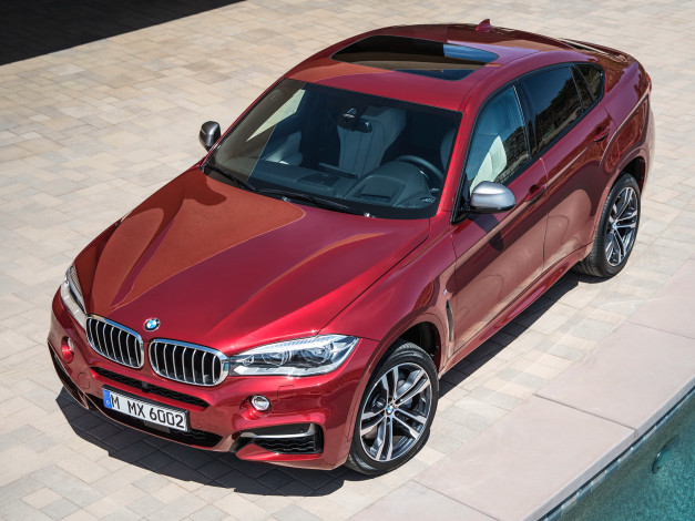 Обои картинки фото автомобили, bmw, x6, m50d, f16, 2014г, красный