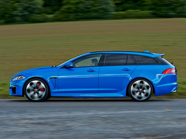 Обои картинки фото автомобили, jaguar, xfr-s, sportbrake, 2014г, синий