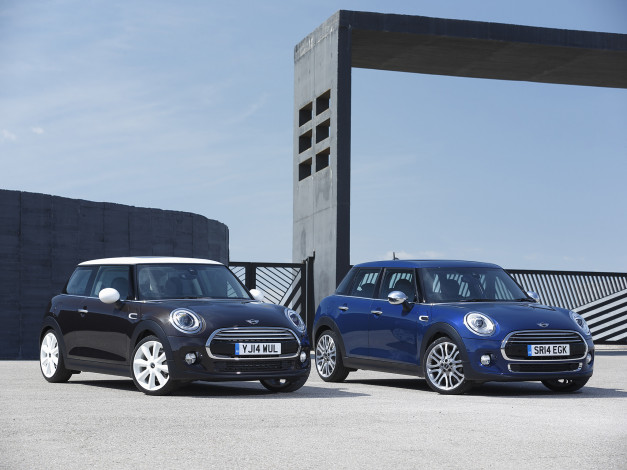 Обои картинки фото автомобили, mini, cooper, d, голубой, 2014г, f56