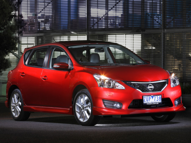 Обои картинки фото автомобили, nissan, datsun, красный, 2013г, nb17, pulsar