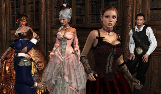 Обои картинки фото 3д графика, people , люди, девушки, взгляд, мужчина, комната