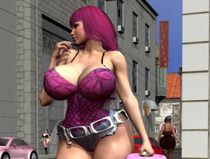 Картинка 3д+графика люди+ people рыжая фон взгляд девушка