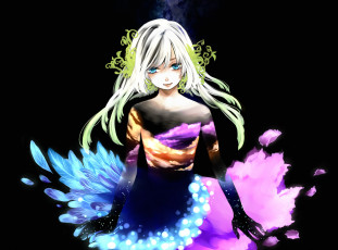 Картинка аниме unknown +другое арт краски перья улыбка девушка he-zo