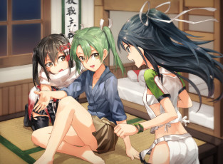 Картинка аниме kantai+collection katsuragi kantai collection kancolle sendai zuikaku tugo арт девочки