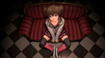 Картинка аниме unknown +другое девушка арт rustle диван сидит взгляд