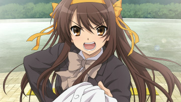 Картинка аниме the+melancholy+of+haruhi+suzumiya девушка недовольство suzumiya haruhi