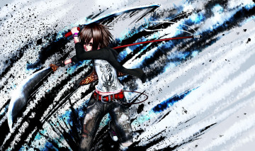 Картинка аниме оружие +техника +технологии art краски мечи dropvery парень