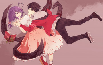 Картинка аниме tokyo+ghoul tokyo kushu ghoul anime арт книга токийский гуль очки kaneki ken kamishiro rize девушка парень