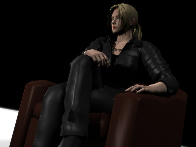 Обои картинки фото 3д графика, аниме , anime, девушка, кресло, фон, взгляд