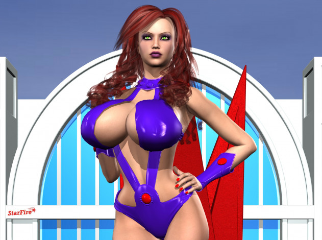 Обои картинки фото 3д графика, люди , people, девушка, рыжая, фон, взгляд