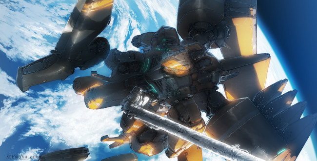 Обои картинки фото аниме, aldnoah zero, i-iv, aldnoah, zero, катафракт, космос, робот, арт