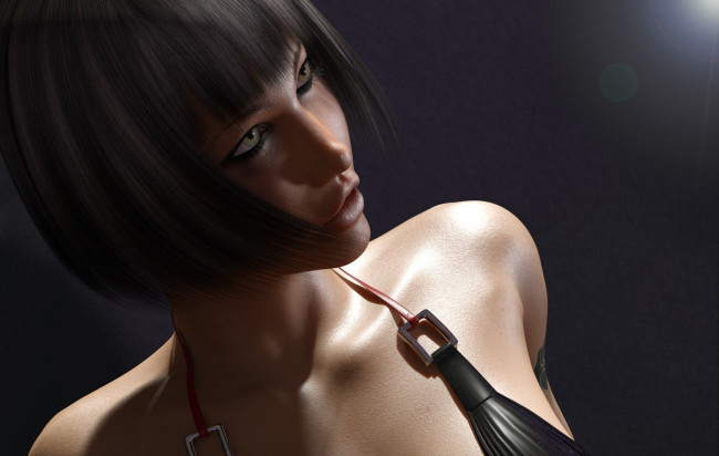 Обои картинки фото 3д графика, портрет , portraits, взгляд, фон, девушка