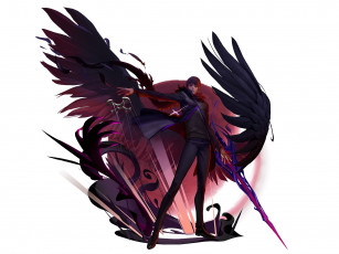 Картинка аниме hero+warz hero warz парень ангел крылья оружие игра