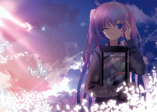 Картинка аниме vocaloid взгляд фон девушка