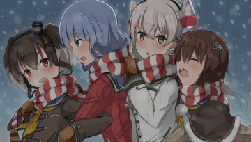 Картинка аниме kantai+collection девушки взгляд фон