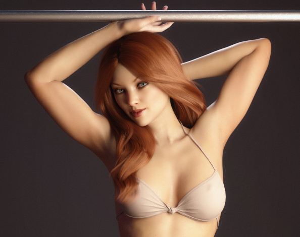 Обои картинки фото 3д графика, люди , people, девушка, бельё, взгляд