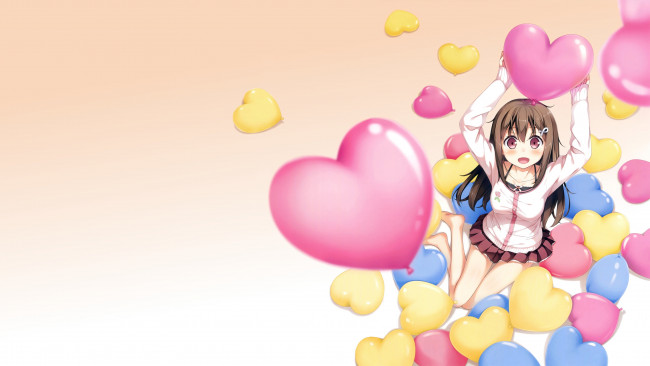 Обои картинки фото аниме, kantoku , artbook, шарики, девочка, koi, suru, kanojo, no, bukiyou, na, butai