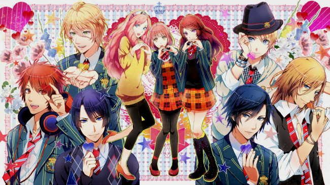 Обои картинки фото аниме, uta no prince-sama, девушка, парни
