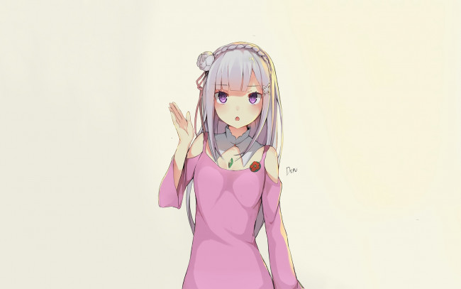 Обои картинки фото аниме, re,  zero kara hajimeru isekai seikatsu, девушка, взгляд, фон