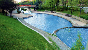 Картинка природа парк аллеи водоем фонтаны