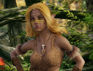 Картинка 3д+графика люди+ people фон взгляд эльфийка