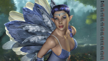 Картинка календари 3д-графика взгляд девушка крылья