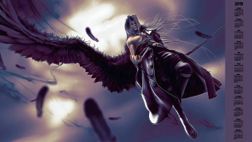 Картинка календари фэнтези перо оружие крылья мужчина