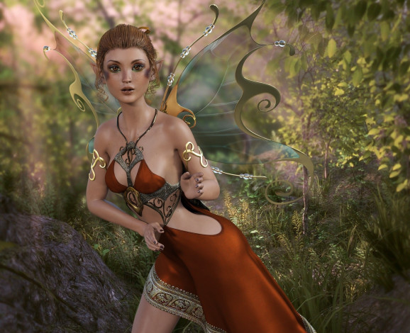 Обои картинки фото 3д графика, эльфы , elves, фон, взгляд, эльфийка