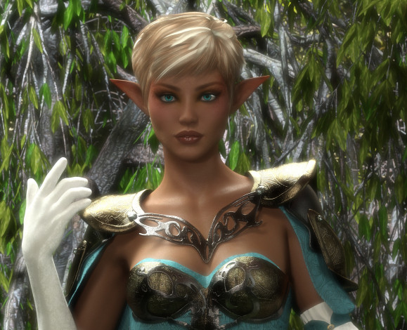 Обои картинки фото 3д графика, эльфы , elves, эльфийка, взгляд, фон