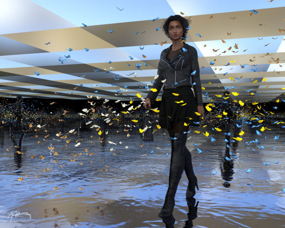 Обои картинки фото 3д графика, люди , people, девушка, взгляд, фон