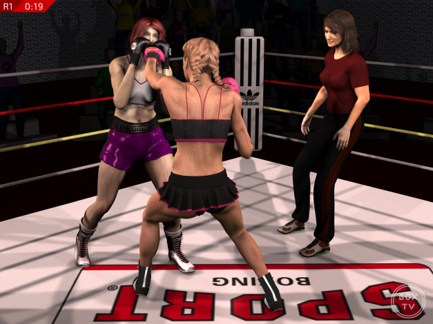 Обои картинки фото 3д графика, спорт , sport, бокс, ринг, фон, взгляд, девушки