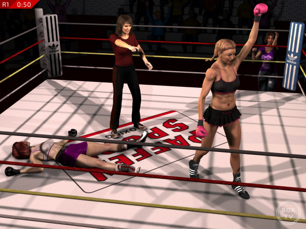 Обои картинки фото 3д графика, спорт , sport, ринг, бокс, фон, взгляд, девушки