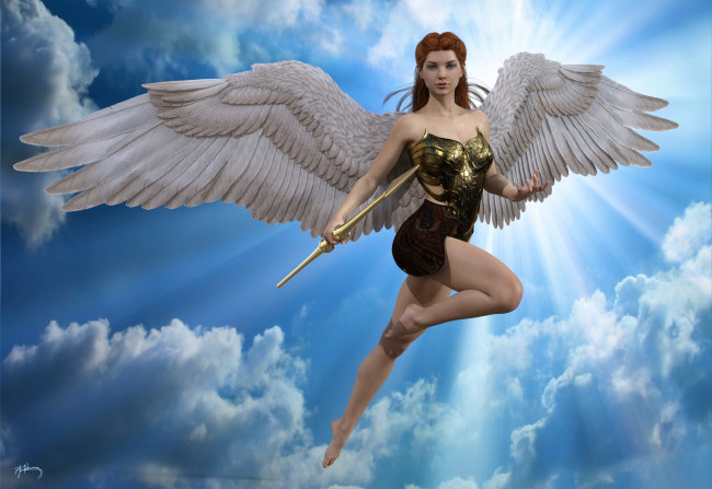 Обои картинки фото 3д графика, ангел , angel, ангел, фон, взгляд, девушка