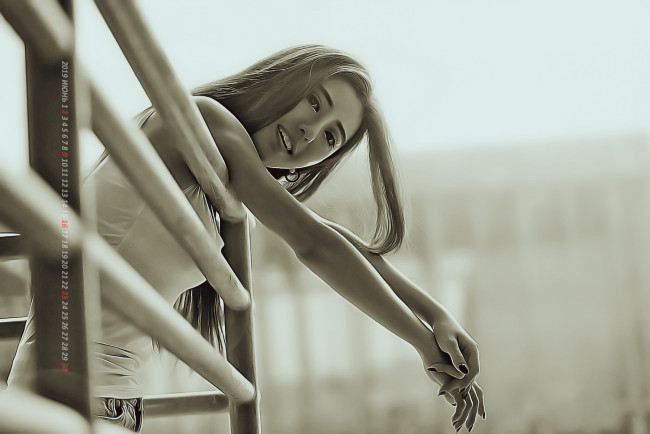 Обои картинки фото календари, компьютерный дизайн, взгляд, улыбка, девушка