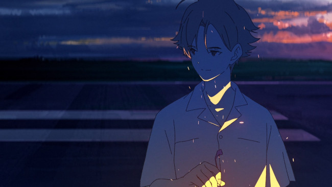 Обои картинки фото аниме, summer ghost, парень, искры