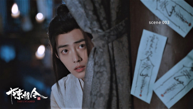 Обои картинки фото кино фильмы, the untamed, вэй, усянь, лицо, шторы, талисманы