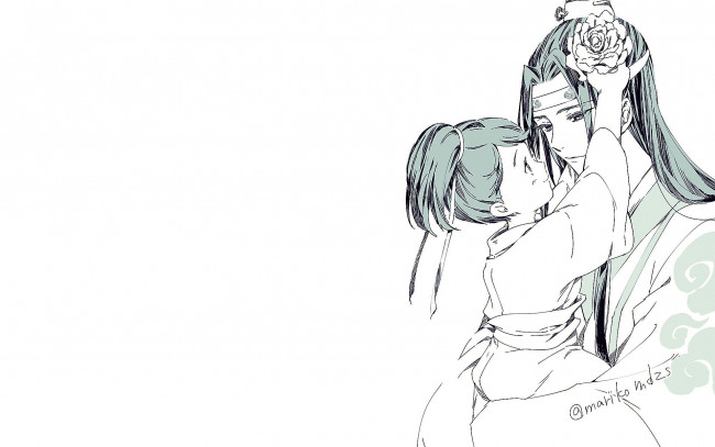 Обои картинки фото аниме, mo dao zu shi, лань, ванцзы, сычжуй, цветок