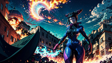 Картинка аниме город +улицы +интерьер +здания нейросети графика нейроарт ai art нейронные сети рисунки нейро искусство огонь