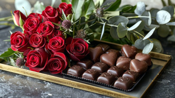 Картинка еда конфеты +шоколад +мармелад +сладости розы бутоны шоколадные