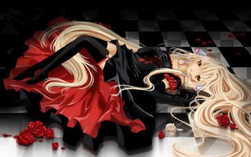 Картинка аниме chobits black red white
