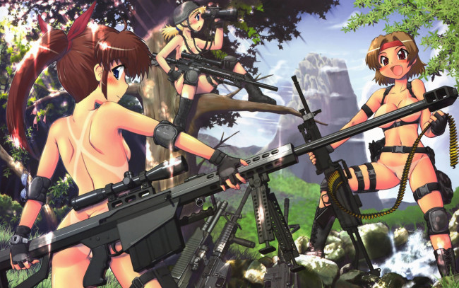 Обои картинки фото аниме, weapon, blood, technology