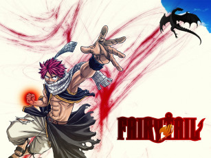 Картинка аниме fairy tail natsu dragneel драконы волшебник маг