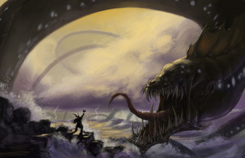 Картинка фэнтези существа змей чудовище монстр варвар