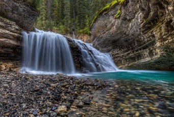 Картинка природа водопады скалы водопад лес река