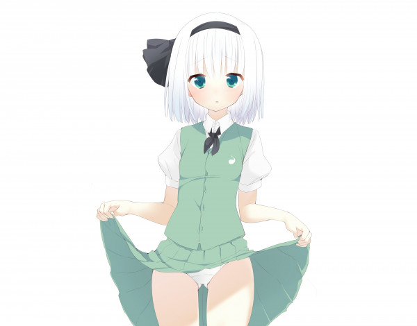 Обои картинки фото аниме, touhou, голубые, глаза, белый, фон, девочка