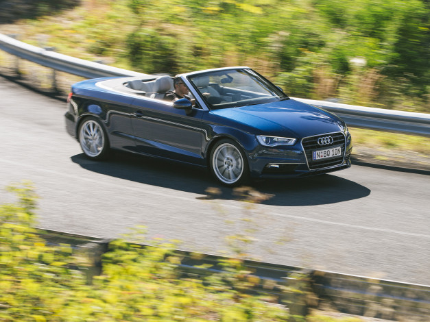 Обои картинки фото автомобили, audi, синий, 2014г, 8v, au-spec, tdi, a3, cabriolet, 2-0