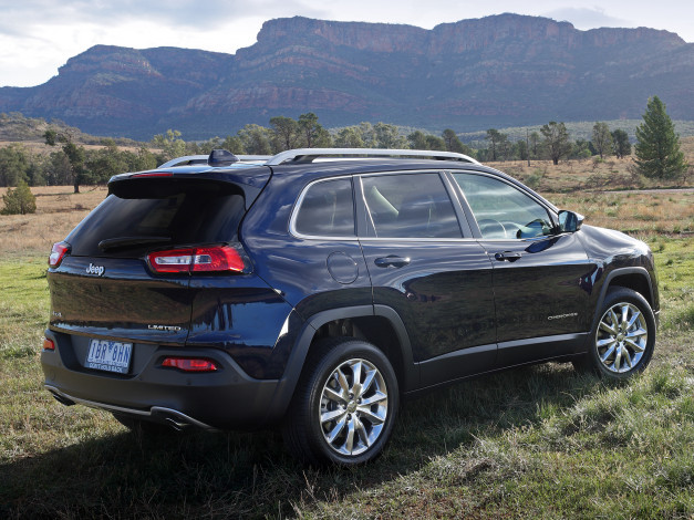 Обои картинки фото автомобили, jeep, cherokee, limited, au-spec, 2014г, темный, kl