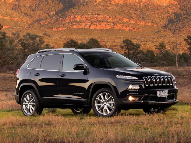 Обои картинки фото автомобили, jeep, limited, cherokee, au-spec, 2014г, kl, темный