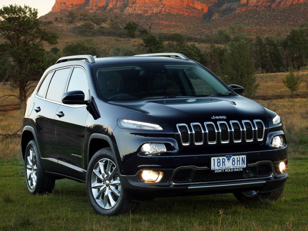 Обои картинки фото автомобили, jeep, темный, 2014г, kl, au-spec, cherokee, limited